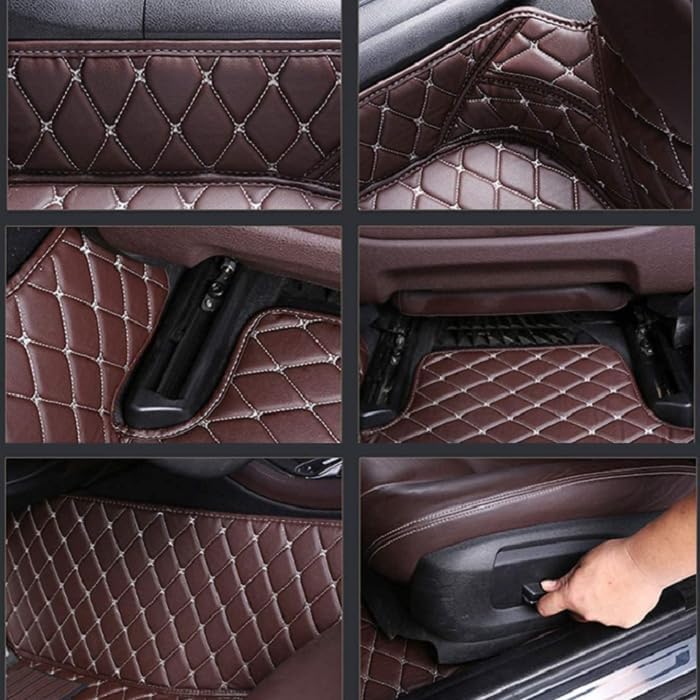 Customized personalized car floor mats, all-weather luxury car floor mats, waterproof and anti slip leather car floor mat lining, 95% customized car, truck, and SUV floor mats (Red Double Pinyin)