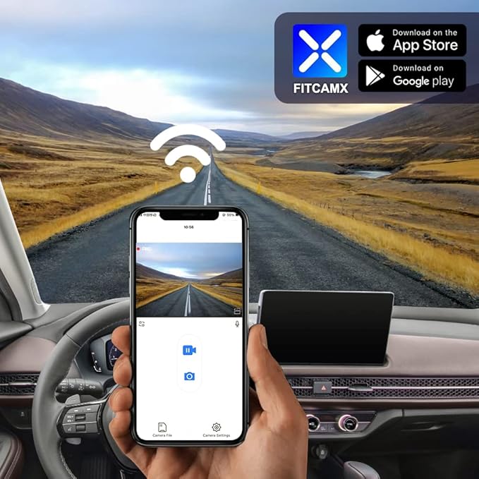 Fitcamx Front 2K+Rear 1080P Dash Cam Adapts for Honda HR-V 2023-2026 Sport LX EX-L (Gen3), OEM Look, Dual HD Video, Built-in WiFi & APP, Loop Recording, G-Sensor, Night Vision, Easy to Set, 64GB Card
