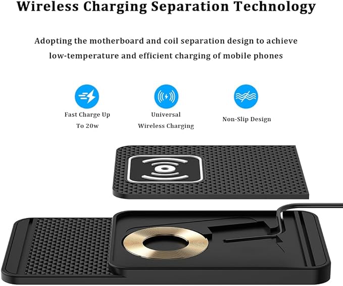 Wireless Charging Pad for Car for Mazda CX-3 CX-5 CX-30 CX-50 CX-7 CX-9 CX-70 CX-90 MX-30 Tribute 2001-2026, 20W Fast Wireless Car Charger Pad Type-C/USB Non-Slip Phone Charging Mat