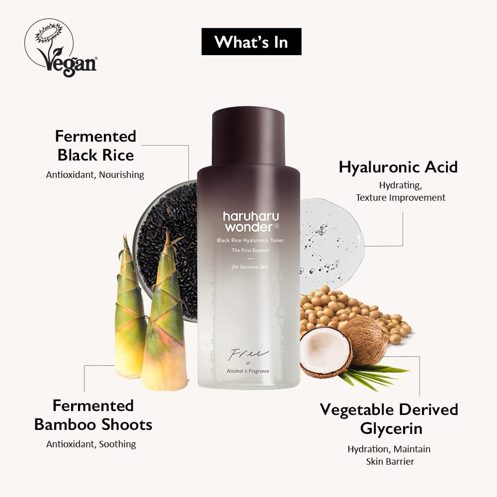 haruharu Wonder Black Rice Probiotics Barrier Essence & Black Rice Hyaluronic Toner for Sensitive Skin Set