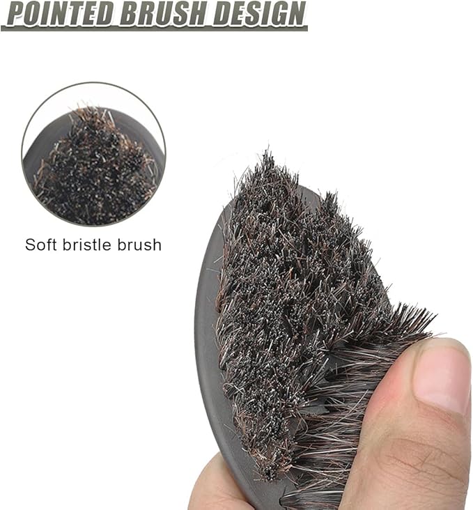 Soft Horsehair Bristle Leather Cleaning Brush for Car Interior, Comfortable Grip Car Wash Brush to Clean Upholstery Furniture Boots, Felt Hat Scrub Brushes Auto Detailing Cleaner Tool (1PC)