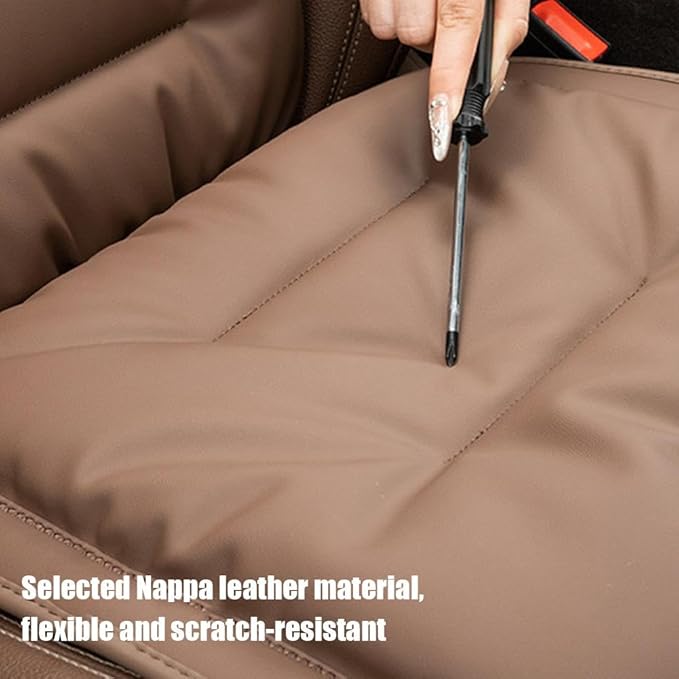 Car Seat Cushion, 2025 New Skin-Friendly Leather Seat Cushions, Skin-Friendly Leather Seat Cushions, Front Bottom and Rear Seat Cushions for Auto Office (Orange 1set)