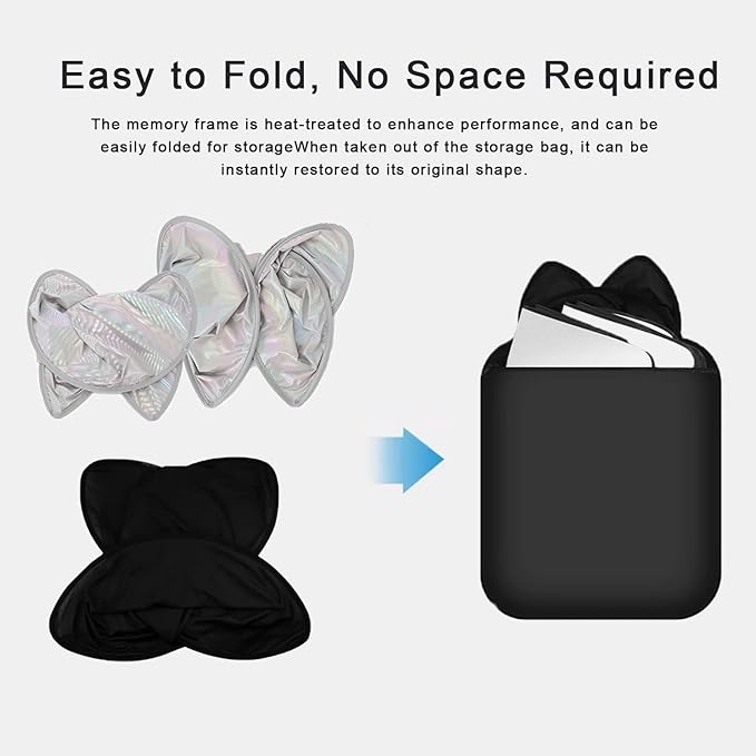 Sunshade Roof Compatible with Tiguan 2010-2017 SUV, Heat Insulation Sunroof Shade, Foldable Glass Roof Shade with Storage Bag, Black