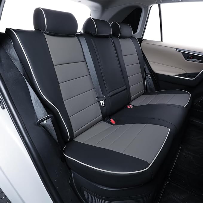 EKR Rav4 Seat Covers Custom Fit for Toyota Rav4 2016 2017 2018(Hybrid) LE,SE,XLE,Limited, Leather Car Seat Cover Full Set for SUV,Faux Leather(Black/Gray)