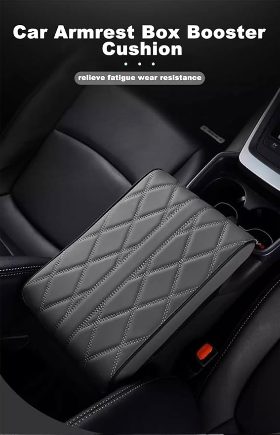 for Alfa Romeo Stelvio (949) 2017 2018 2019 2020 2021 2022 Car Center Console Cover, Leather Memory Foam Protection Pad, Hand Rest Pillow with Height Increase, Interior Accessory,Black, normal