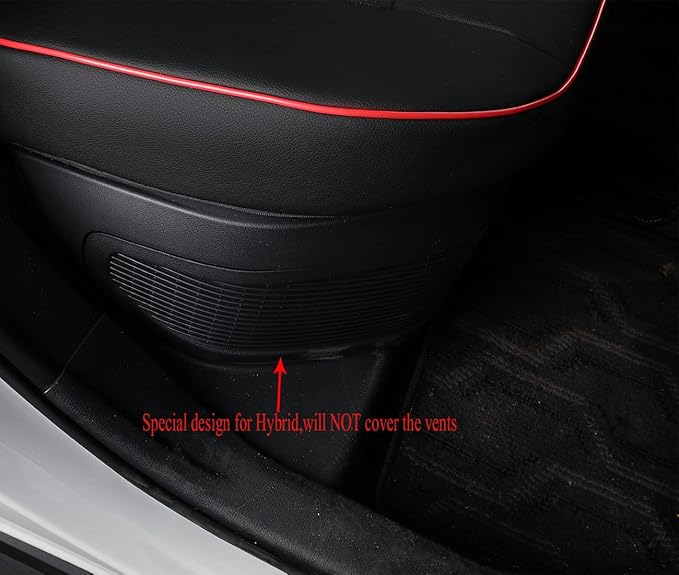 EKR Rav4 Seat Covers Custom Fit for Toyota Rav4 2021-2024 Prime SE,XSE & 2019-2025 Hybrid/PHEV SE,XSE, Leather Car Seat Cover Full Set for SUV,Faux Leather(Black with Red Trim)