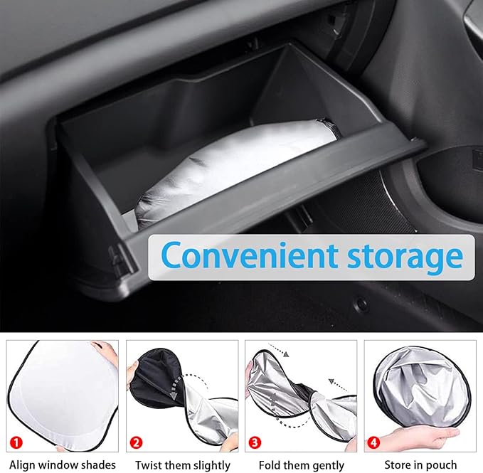 Foldable Windshield Sun Shade, Bonus Steering Wheel Sun Shield to Block UV Rays Keep Your Vehicle Cooler, Easy to Use Car Interior Accessories (59.2"x27.2")