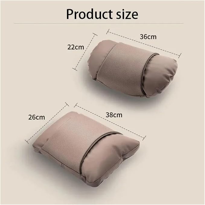 1/2PCS PU Leather Car Neck Pillow & Lumbar Support Cushion, Breathable Universal Seat Headrest Waist Pad, Soft Support Cushion for Daily Driving and Travel(E Style)