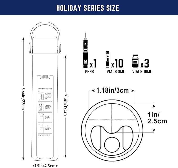 DISONCARE Holiday Insulin Cooler Travel Case 16H 1 Pen Medicine Cooler for Travel TSA Approved Diabetic Insulina EpiPen Carry Case with Medical Alert Tag