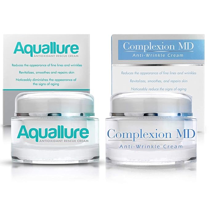 Antioxidant Rescue Cream and Complexion MD Advanced Anti-Wrinkle Cream – Clinically Tested Multi-Peptide with Hyaluronic Acid – Face Moisturizer – Hypoallergenic for All Skin Types – 1 Oz (2 items)