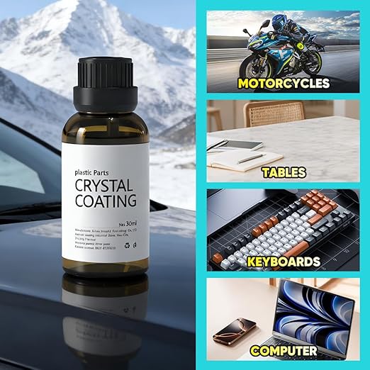 Crystal Coating for Car Plastic Parts - Plastic Trim Restorer to Restore Faded Surfaces - Long Lasting Shine, Easy Wipe-On for Dashboard, Door Panels & Exterior Trim (5)