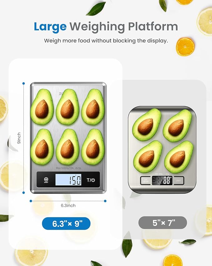 RENPHO Smart Food Kitchen Scale, Food Weight Scale with Nutritional Calculator, Digital Food Scale Grams and Ounces for Weight Loss, Calorie, Macro and Cooking, Stainless Steel