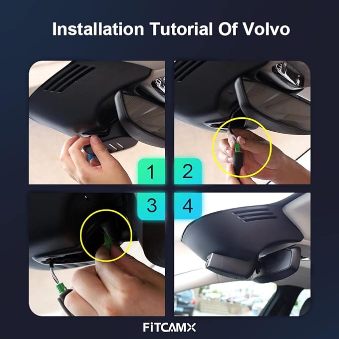 Fitcamx 4K Dash Cam Suitable for Volvo S90 V90 2017-2021 & XC60 2018-2021 T5 T6 (Model A), OEM Factory Look, 2160P UHD Video, Built-in WiFi &APP, Loop Recording, Gravity Sensor, Plug&Play, 64GB Card
