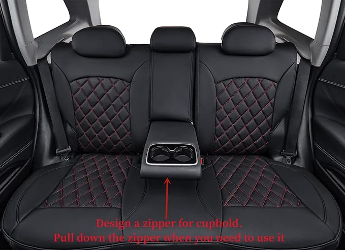coverdream Forester Leather Seat Covers Custom Fit for 2019-2024 Subaru Forester SUV Seat Cushion,Fully Covered,Airbag Compatible Waterproof Car Seat Protector (Full Set,Black/Red)