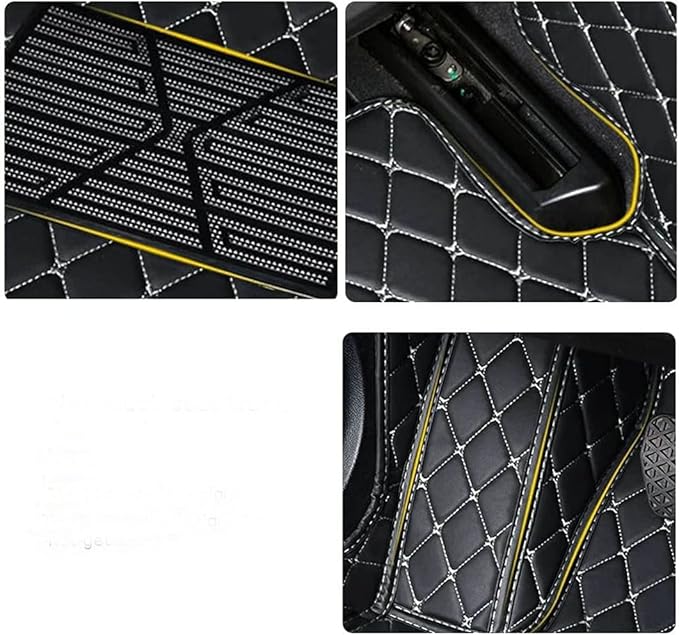 Custom Car Floor Mats Fit for 99% Sedan SUV Sports Car Full Coverage Pads Leather Floor Liners Mat Women Men (Black&Pink)