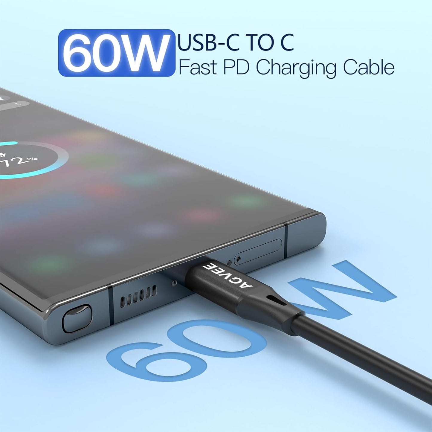 AGVEE 3ft Coiled Short USB-C to USB-C Charging Cable [USB-IF Certified] 60W PD Fast Charger Cord in Car for iPhone 16/15 CarPlay, Galaxy S25 S24 S23 S22 S21 S10 S9 S8, Google Pixel, Black