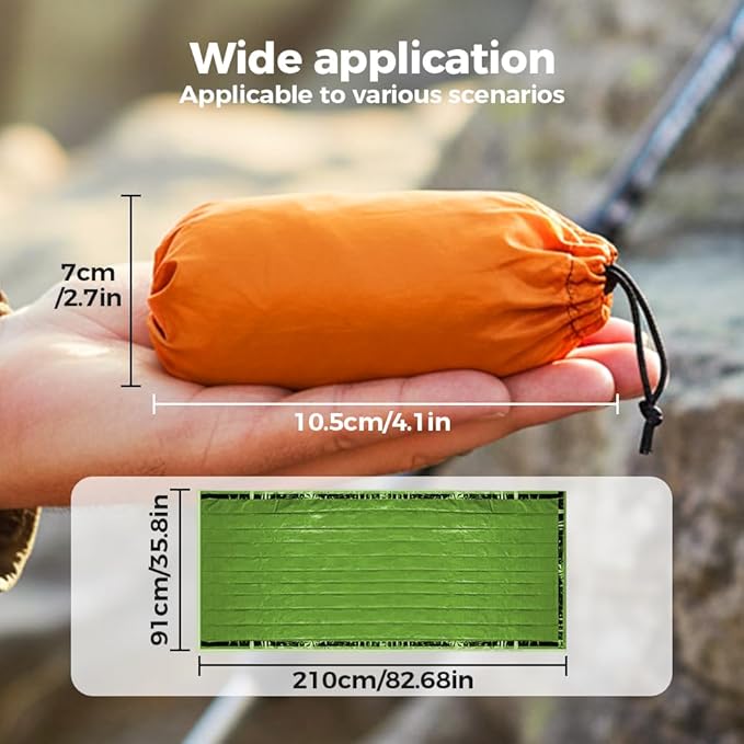2026 New Blanket, Emergency Sleeping Bag for Survival, Blanket with Emergency Whistle Waterproof, Compact Lightweight, Emergency Mat for Survival Kit Car Camping Gear Hiking Go (Green*2)