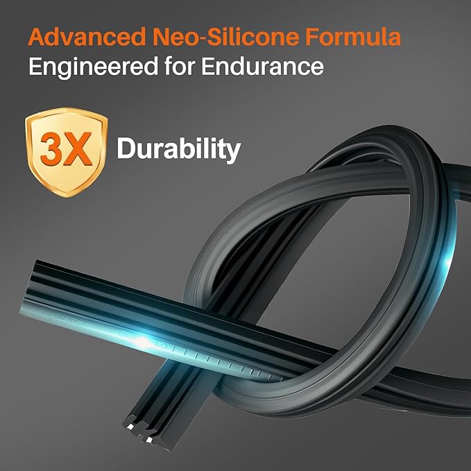 DOG TAIL Water Repellent Silicone Wiper Blades 16 inch (2 Pack) with Multiple Adapters and 2 Refills, Automotive Replacement Front Windshield Wiper Blades for My Car with Water Repellency DropClear