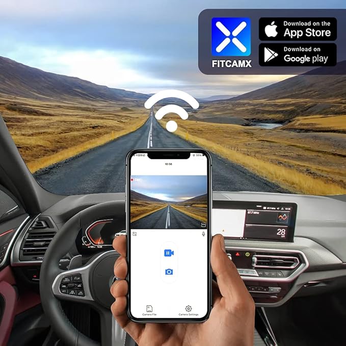 Fitcamx Front 4K+Rear 1080P Dash Cam Adapts for BMW X3 X3 2018-2024 M M40i Sdrive Xdrive30i 30e G01 (HD2-6153), OEM Look, Dual HD Video, WiFi & APP, Loop Recording, G-Sensor, Easy to Set, 128GB Card