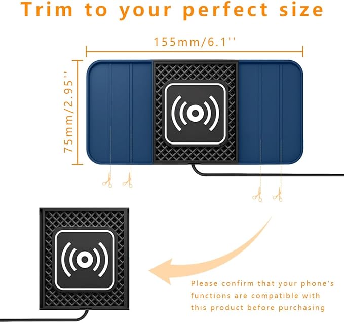 Wireless Charging Pad for Car for Ford F-150 Lightning 2022-2025, DIY Trim-to-Fit Slim Non Slip Fast Charger Car Wireless Charging Pad 30CM Cable,B 30cm USB Plug Cable