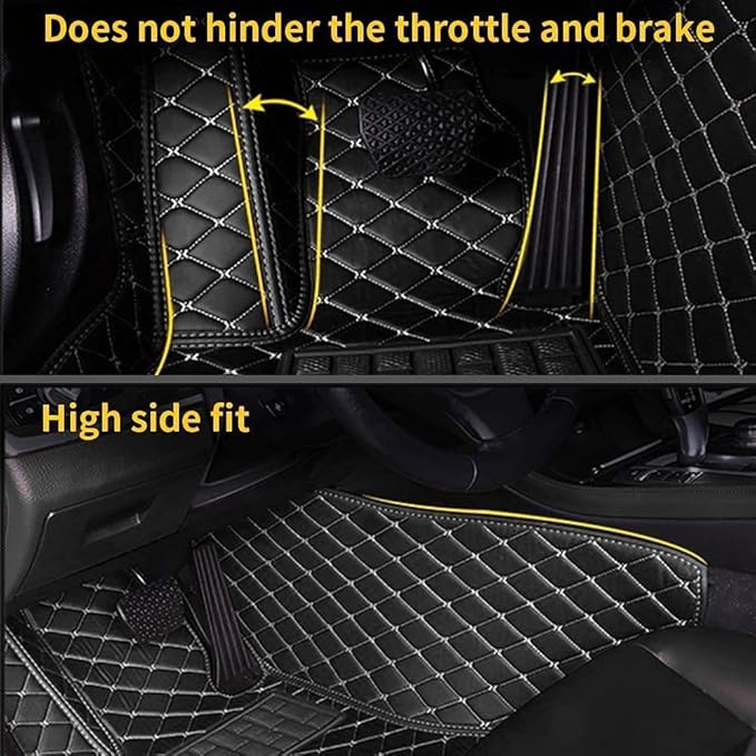 Custom Making Car Floor Mats for 90% Car Model Luxury Leather All Weather Waterproof Anti-Skid Full Coverage Liners (Black and Wine red)