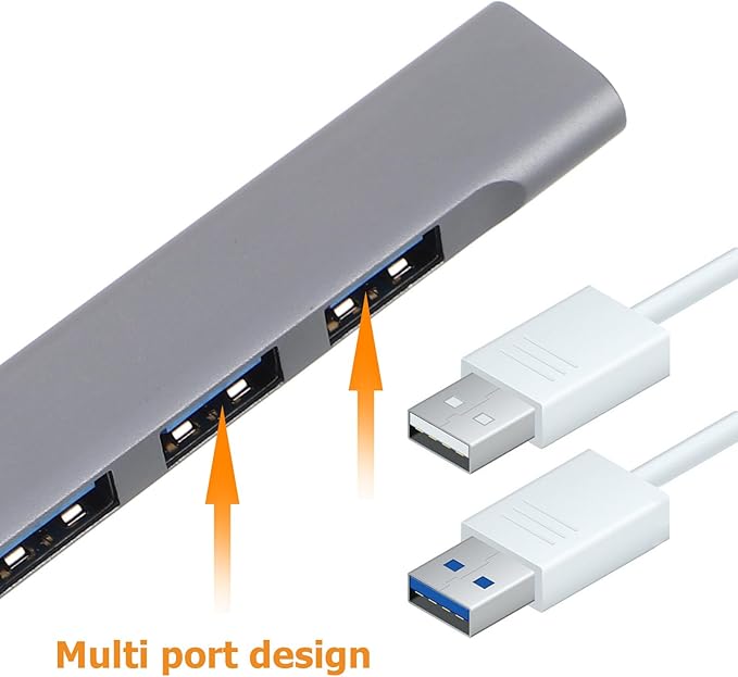 USB Multi-Port Hub Expander with 4 USB 3.0 Ports for Desktop and Laptop Dark Gray Compatible with Keyboard Mouse and Gaming Accessories for Car and Office Use