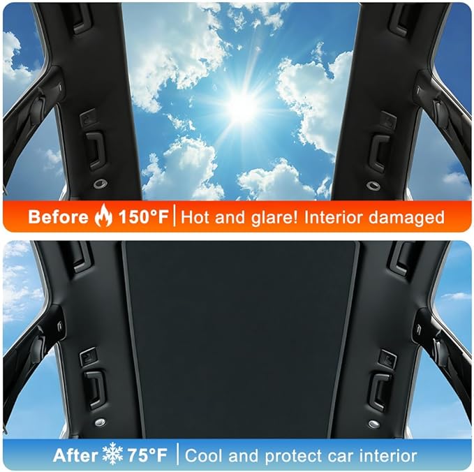 Car Sunroof Compatible with Q5 2017-2009 5-Door SUV, Foldable Glass Roof Sunshade with Storage Bag, Heat Insulation Sun Protection Roof Interior Sunshade, Black