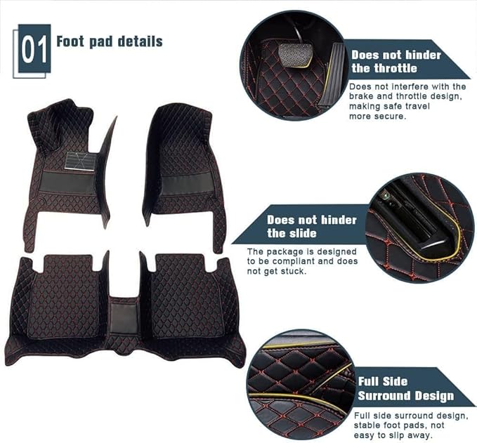 Custom Car Floor Mats Custom Logo/Pattern for SUV Van Truck Sedan Coupe Car Mats Full Surrouded Floor Mat All Weather Waterproof and Anti-Slip Protection Car Floor Liners(Black)