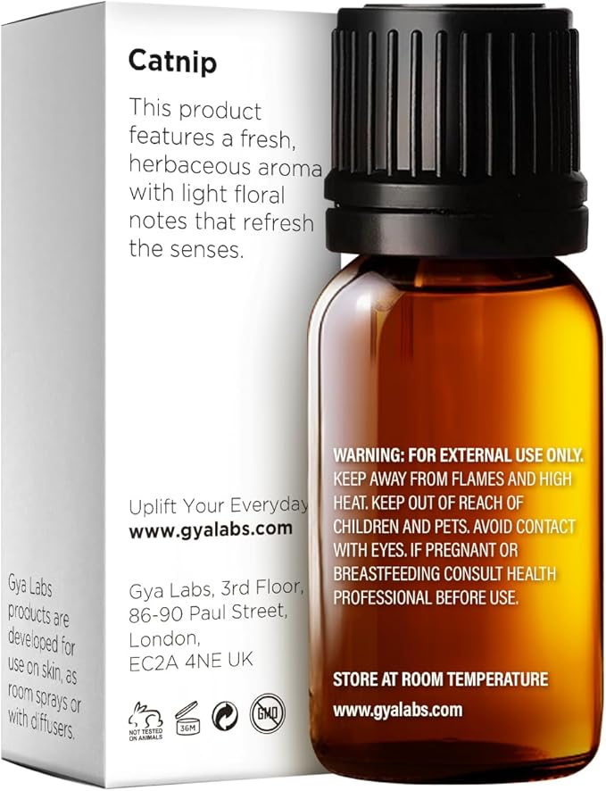 100% Pure Catnip Essential Oil - 0.34 Fl Oz - Catnip Oil for Hair, Skin, Diffuser, Aromatherapy & DIY Candle Making Scent