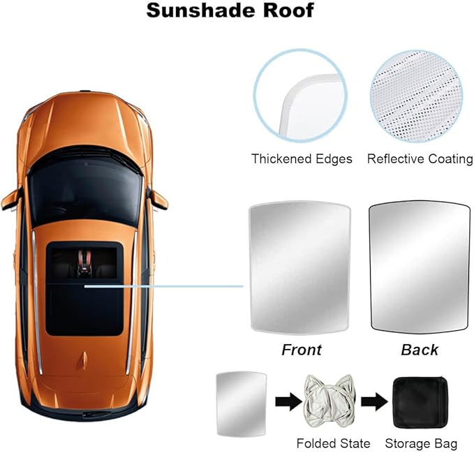 Car Sunroof Shade Compatible with Mercedes Benz GLE 350/450 2015-2019, Foldable Glass Roof Sunshade with Storage Bag, Heat Insulation Sun Protection Roof Interior Sunshade