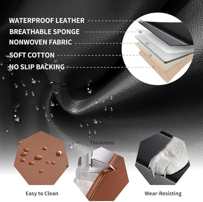 Car Seat Covers Custom Fit for Chevrolet/Chevy Volt 2010-2019 , Premium Faux Leather Waterproof Car Seat Protectors with Lumbar Support, Breathable Anti-Slip Easy to install(Black&Brown,Full set)