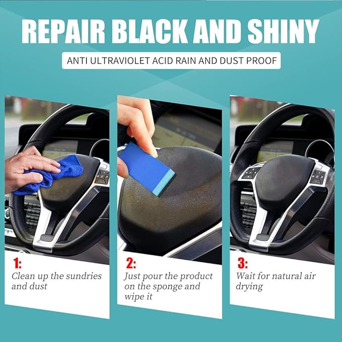RJDJ Plastic Restorer for Cars, Trim & Exterior – Plastic Revitalizing Coating Agent, Restores Faded Plastic, UV Protection, Car Shine Refurbishing Solution (30ml-1pcs)
