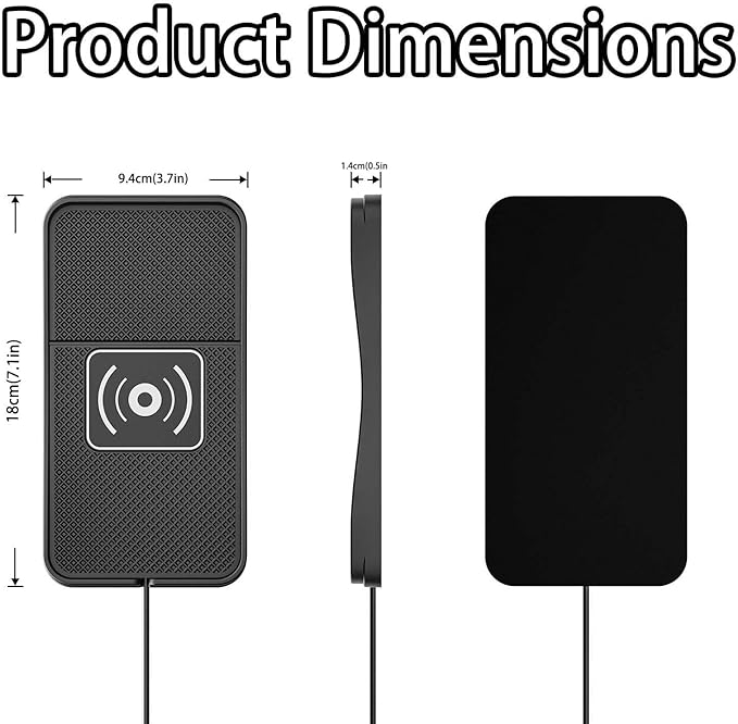 Car Wireless Charger Pad for Audi TT TTS TTRS R8 2000-2023, Fast Car Wireless Charging Pad for Car Center Console, Non Slip Charging Mat,1M-USB