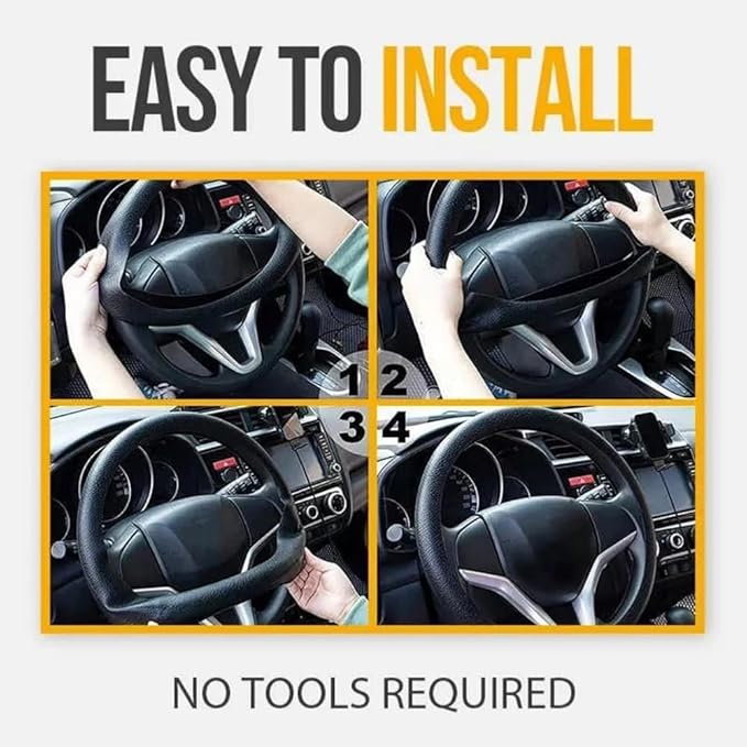 Cooling Steering Wheel Cover, Car Steering Wheel Cover, Anti-Slip Car Steering Wheel Protective Cover, Fit 12.6-16 Inch, for Car SUV Truck Van, for Women & Men (Black)