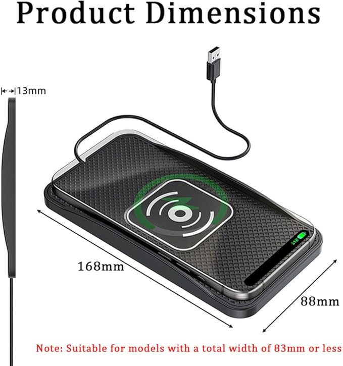 Wireless Car Charger Pad for Cadillac Escalade 2000 2002-2026, Type-C/USB 20W Car Wireless Charger Non-Slip Phone Charging Pad Car Accessories,B 30cm Cable USB Plug