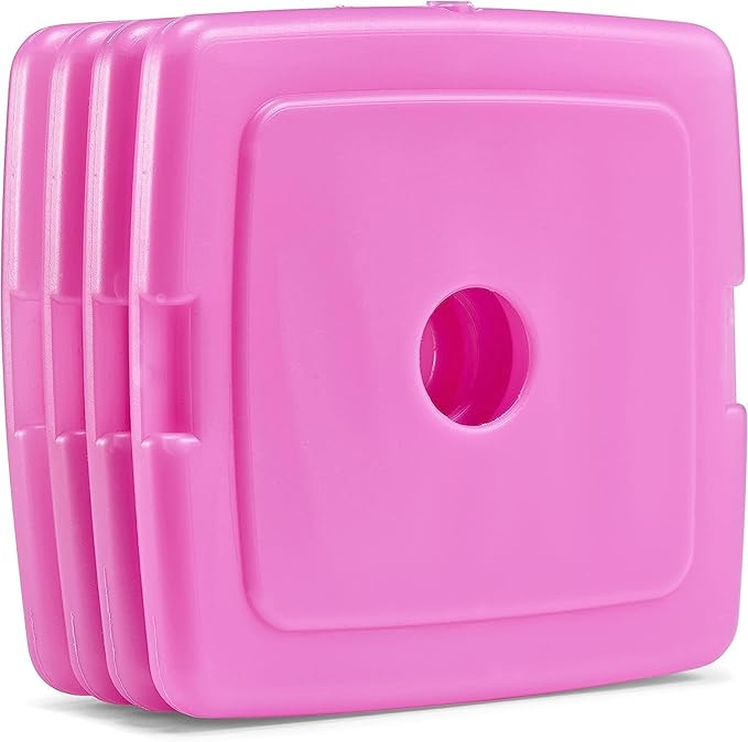 Cool Coolers by Fit & Fresh 4 Pack Slim Ice Packs, Quick Freeze Space Saving Reusable Ice Packs for Lunch Boxes or Coolers, Purple