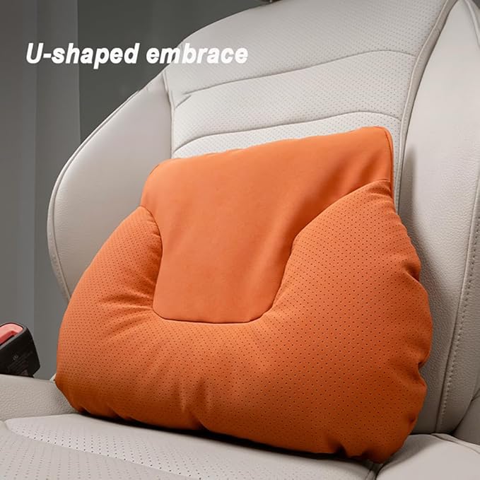 Car Neck Pillow Set for Honda Civic Si 2017 2018 2019 2020 2021 2022 2023 2024 2025, Leather Car Headrest Lumbar Support Waist Backrest Head Support Cushion,Brown