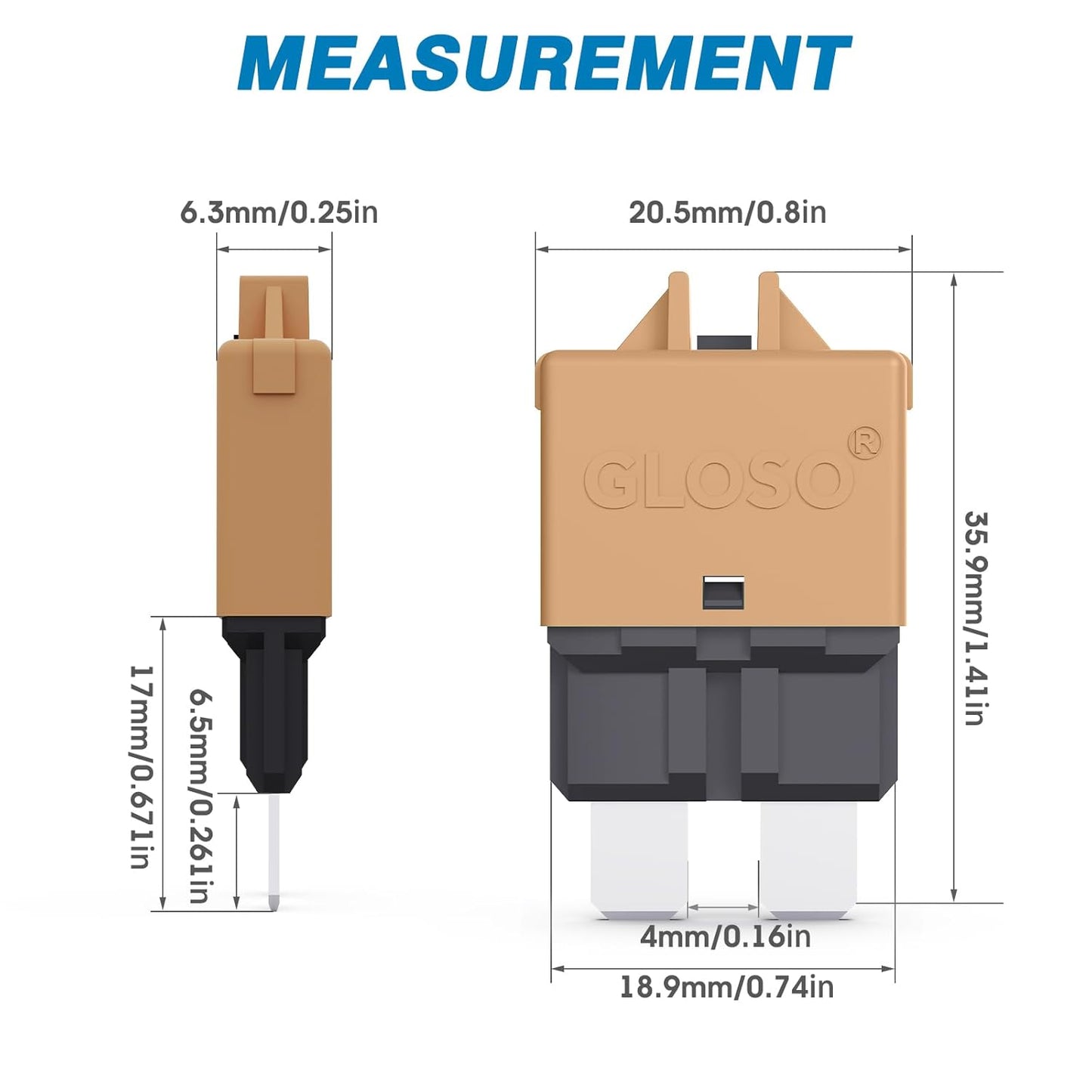 GLOSO Circuit Breaker Fuse E39 (T3) Manual Reset For Car Truck RV Automotive Marine Boat Trolling motor & Custom Wiring Audio battery protection/Low Profile ATC/ATO (30A - 5 Pack)