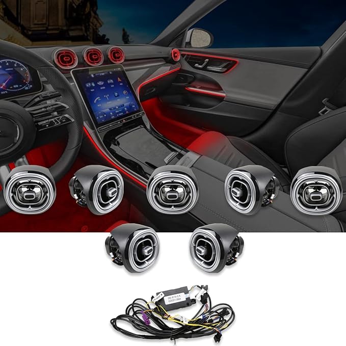 7pcs Turbine Air Vent LED Ambient Light Kit 64 Colors Replacement for Benz GLC Class X254 2023-2024year