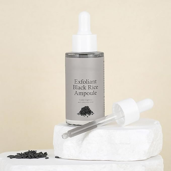 Rice Exfoliating Ampoule Set, White Black Rice Exfoliant Serum, Body and Face Exfoliator, Peeling Ampoule & Dead Skin Remover - Gentle Peel and Pore Minimizing & Deep Hydration
