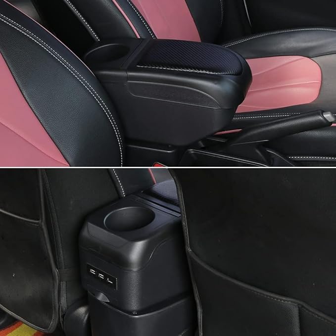 AULPHIKE Compatible with Nissan Versa Armrest 2012-2019 Center Console Organizer Armrests Double Layer Storage Space with USB Ports