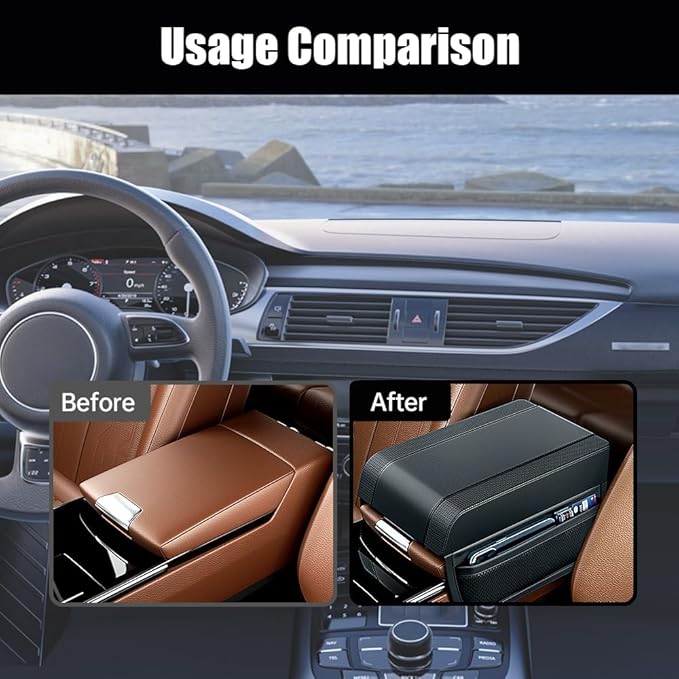 Universal Car Armrest Booster Cushion, 2024 New Memory Cotton Car Armrest Box Pad Auto Center Console Pad, Upgrade Waterproof Car Center Console Cover Pad Elbow Rest Box Covers (Black)