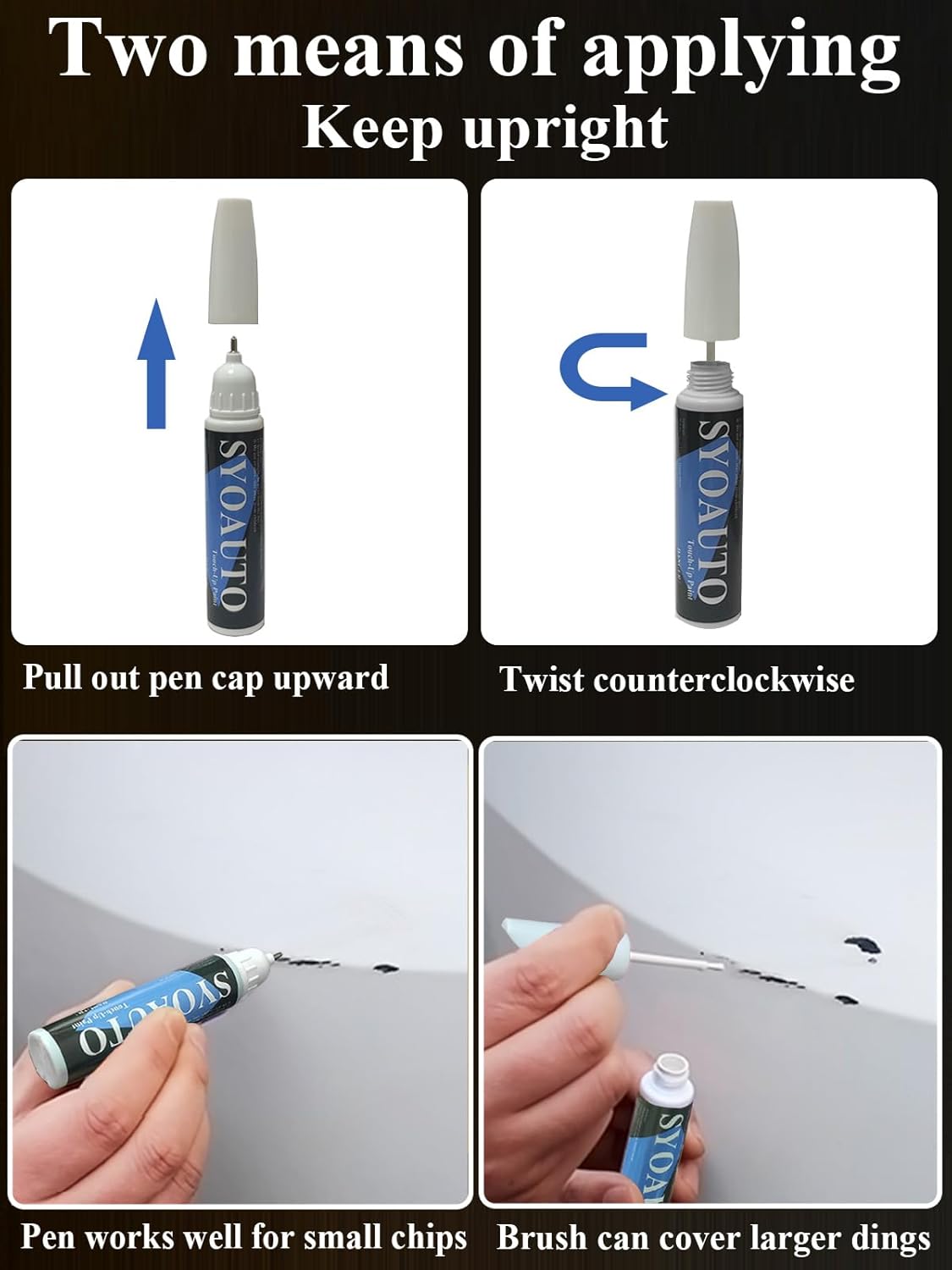 SYOAUTO Summit White GAZ Touch Up Paint Fit for Chevrolet or GMC Auto Touch up Paint Car Scratch Repair Pen Brush and Tip 2 in 1 (Summit White GAZ)