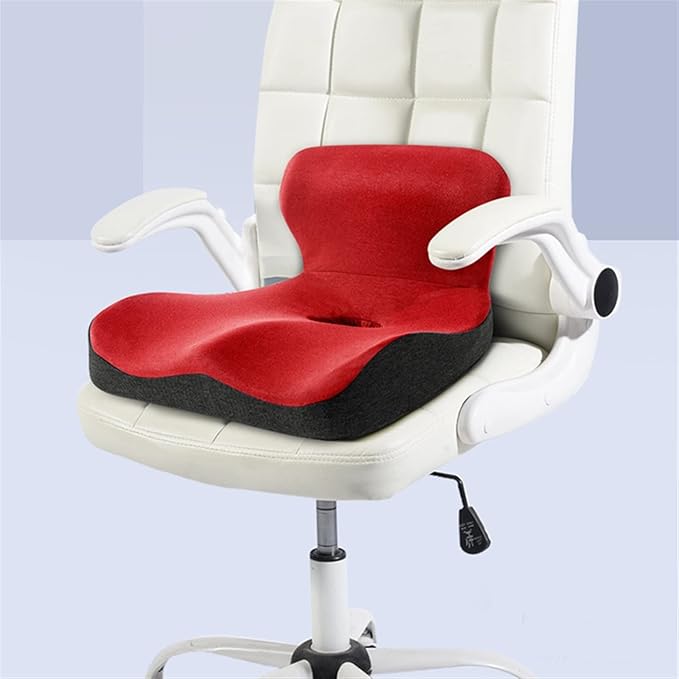 Car Seat Cushion & Lumbar Support Memory Foam Chair Pad, Back Support Pillow Chair Cushion for Office Reduce Tailbone Pressure & Improve Comfort(Yellow)