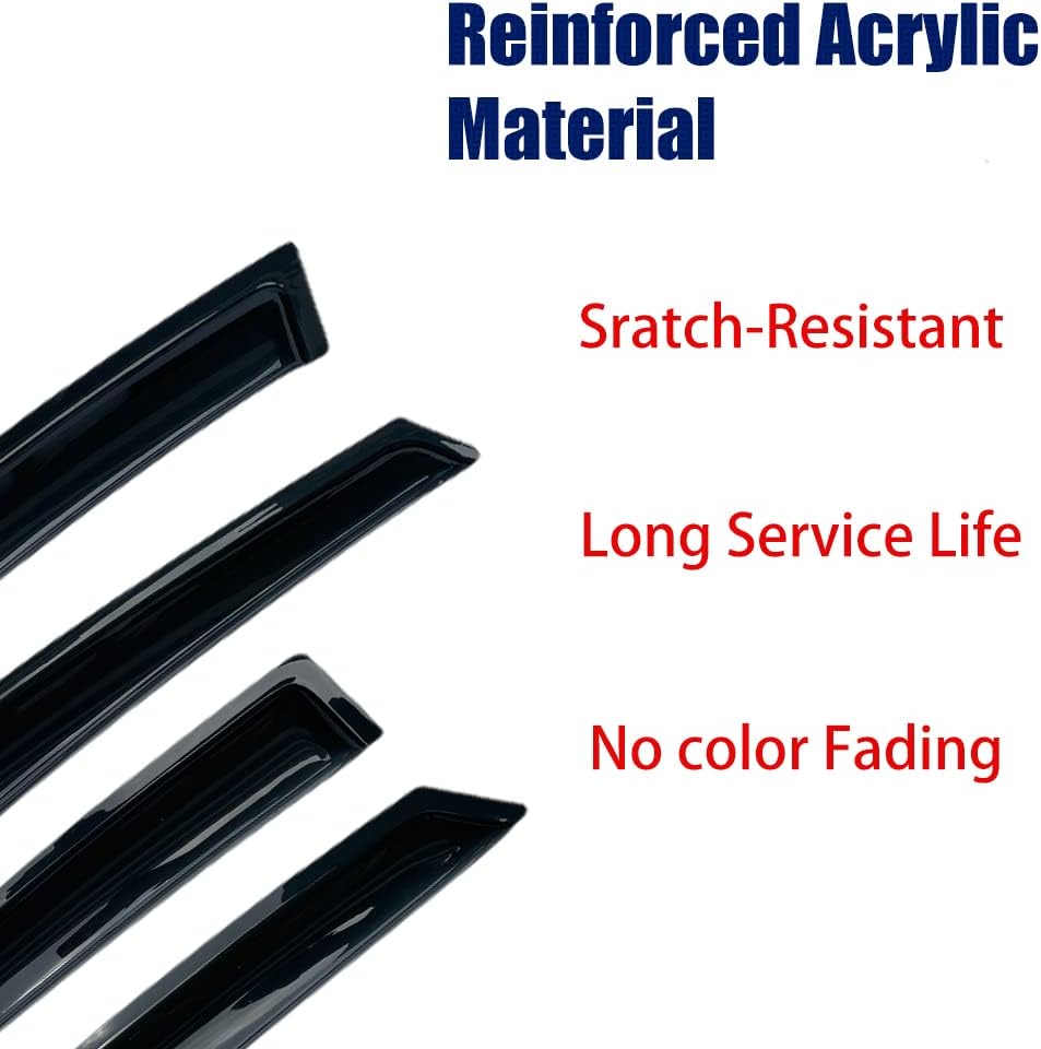 Side Window Shade Vent Deflector,4pcs Dark Smoke Nice Wind Visors fit for 2004-2012 Chevy Colorado/GMC Canyon Crew Cab,Outside Mount Tape-On Shade Sun Rain Guards Set 94133