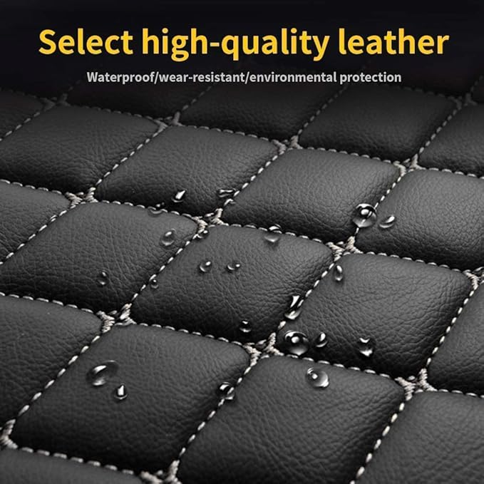 Custom Making Car Floor Mats Compatible for 2000-2025 All Mode Sedan SUV Sports Car Full Coverage Cute Pads Protection Non-Slip Leather Floor Liners (Black Yellow Line)