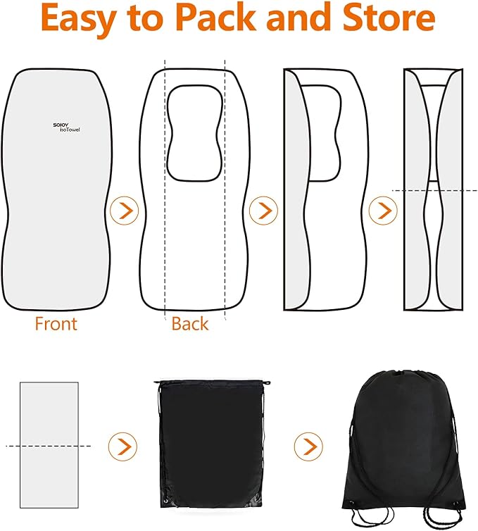 Sojoy IsoTowel Front Car Seat Cover-Microfiber Car Seat Protector Sweat-Quick Dry Non-Slip Seat Towel Cover-Honeycomb Cloth Four Seasons All Weather (Black)