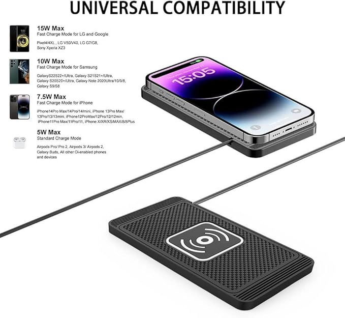 Wireless Car Charger Pad for Nissan Leaf 2011-2026, Type-C/USB 15W Car Wireless Charger Non-Slip Cordless Charging Mat Car Accessories,A-30cm USB Interface