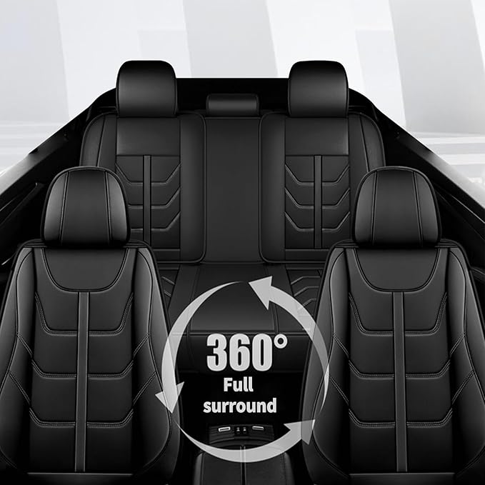 TTX LIGHTING Car Seat Covers fit for Hyundai Tucson 2005-2026 Full Set: Premium Leather Automotive Seat Cover with Airbag Compatible Waterproof (5 Seats, Black)