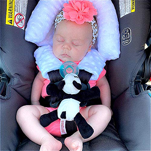 Baby Infant Head and Neck Support Pillow with Seat Belt for Car Seat -Extra Soft 3-in-1 Toddler Car Seat Insert Pad for Car Seats Water Pink